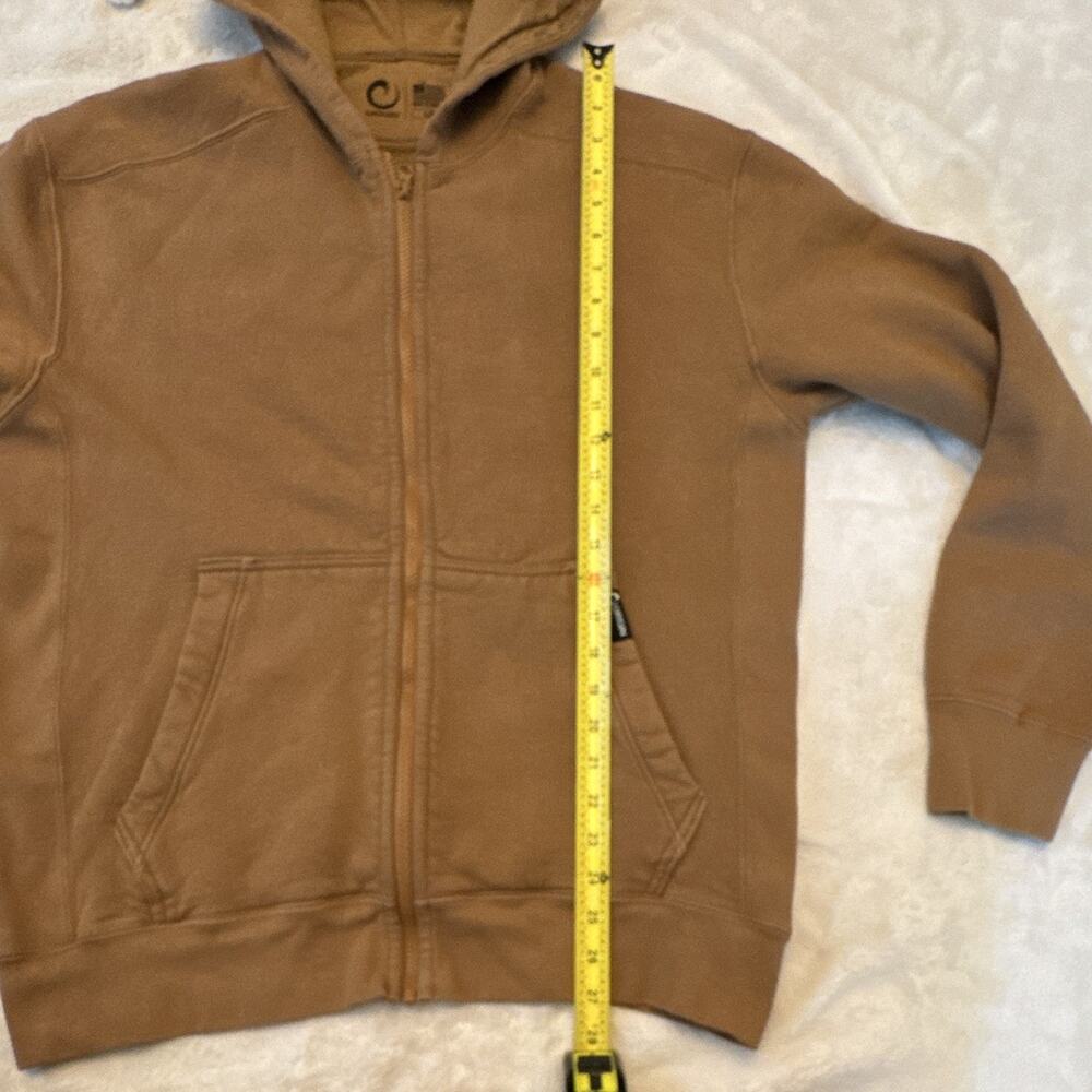 Origin Full Zip Hooded Fleece Hoodie Brown Men's L Logo Pockets - Picture 6 of 6